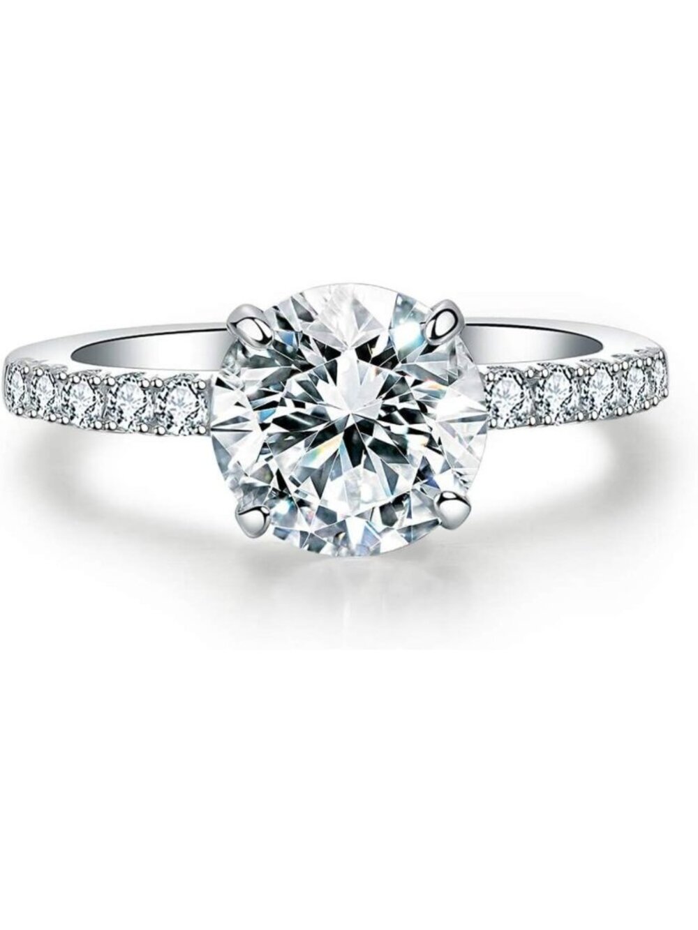 Stunning 2 Ct Round Halo Bridal Ring - 925 Silver, Zircon, Brilliant Solitaire